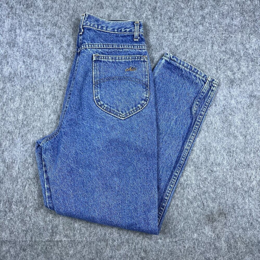 Vtg Chic Women's Jeans High Waisted 100% Cotton Blue Denim 80's USA Made Size 10